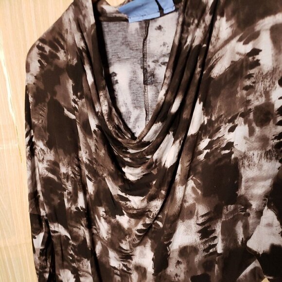 Simply Vera Vera Wang Womens Brown Tie Dye Knit Draped Neck Top Medium - Picture 3 of 6